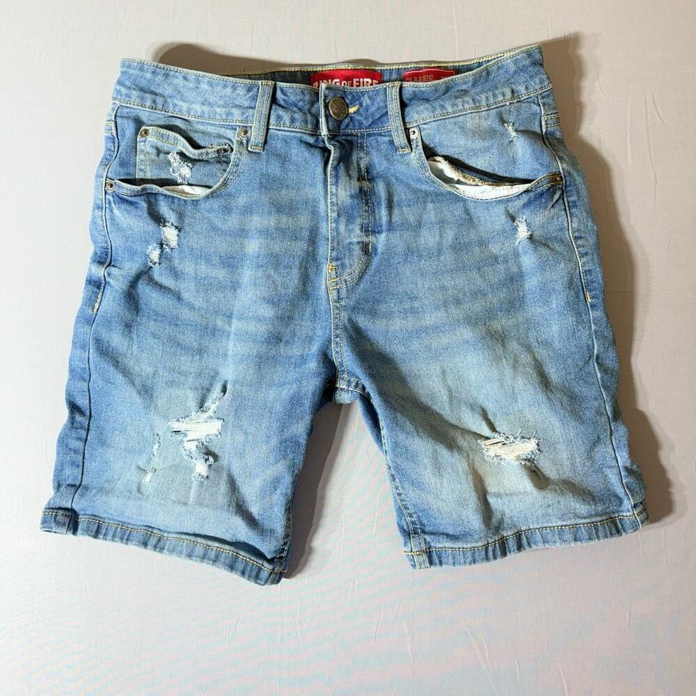 Ring of Fire Classic Fit Distressed Denim Shorts Size 30